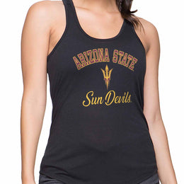 Arizona State Sun Devils NCAA Womens Tag-Less Ultra Soft Tailgate Tank Top - Black Heather