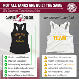 Arizona State Sun Devils NCAA Womens Tag-Less Ultra Soft Tailgate Tank Top - Black Heather