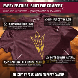 Arizona State Sun Devils Adult MVP Heathered Cotton Blend T-Shirt - Maroon