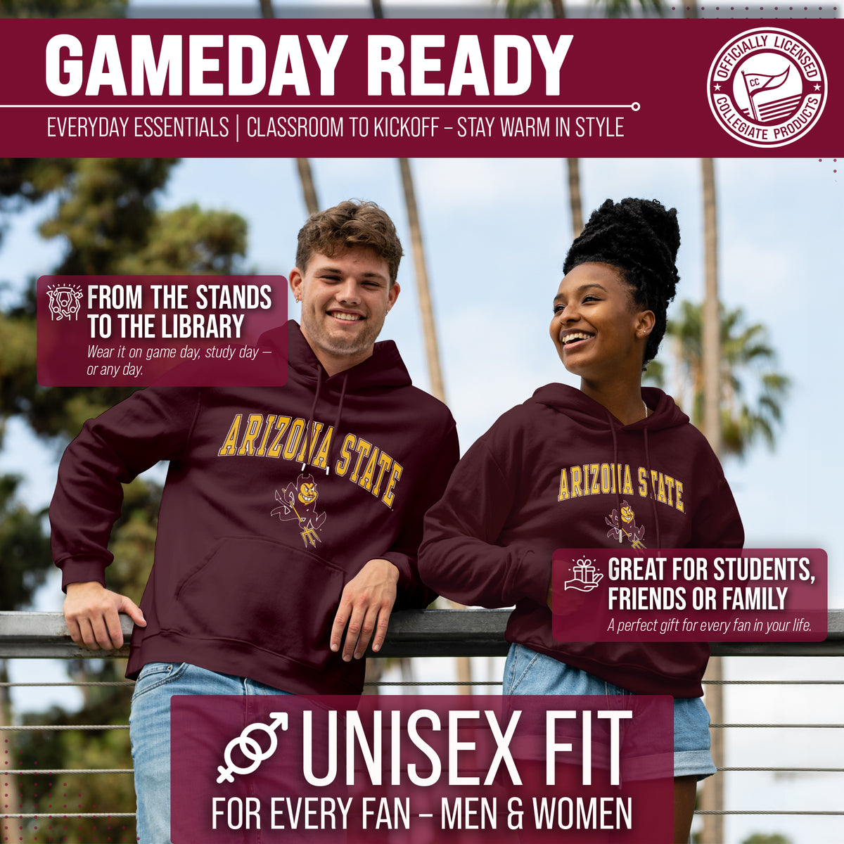 ASU Arch & Logo Gameday Hoodie - Maroon