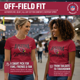 Arizona Cardinals NFL Women's Paintbrush Fitted T-Shirt Short Sleeve - Crimson