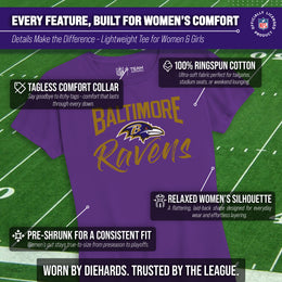 Baltimore Ravens NFL Women's Paintbrush Fitted T-Shirt - Purple