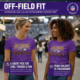 Baltimore Ravens NFL Women's Paintbrush Fitted T-Shirt - Purple