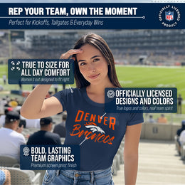 Denver Broncos NFL Women's Paintbrush Fitted T-Shirt - Navy