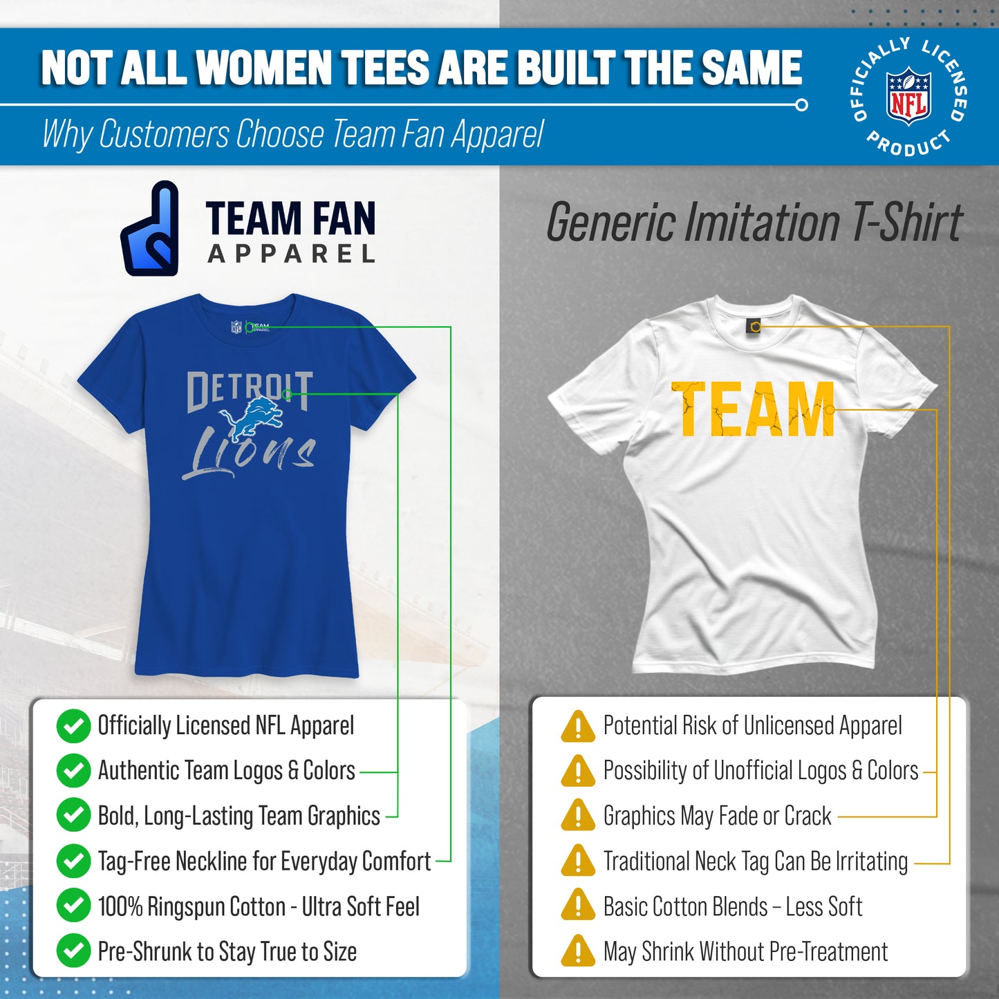 Detroit Lions NFL Women's Paintbrush Fitted T-Shirt - Black