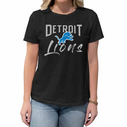 Detroit Lions NFL Women's Paintbrush Fitted T-Shirt - Black