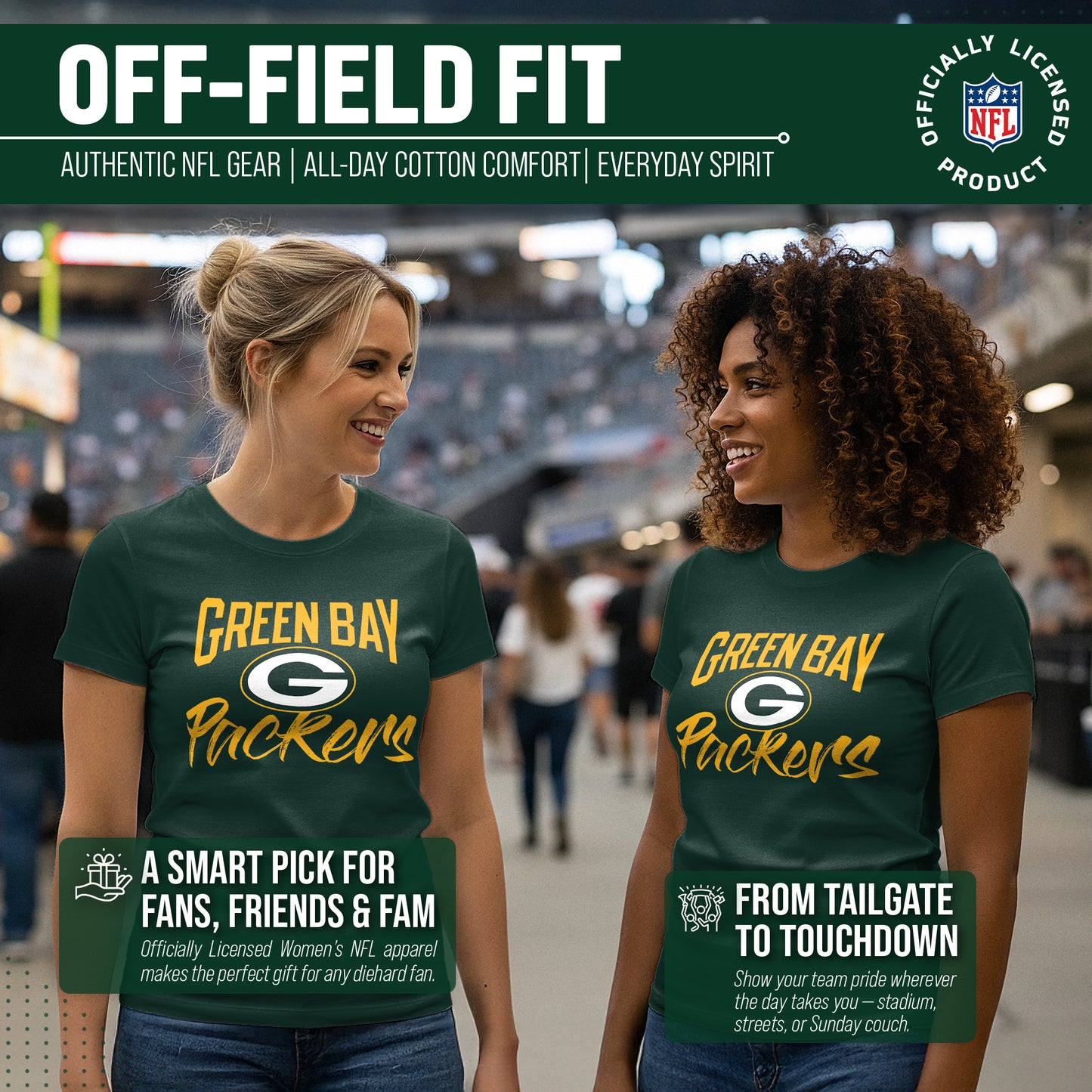 Green Bay Packers NFL Women's Paintbrush Fitted T-Shirt - Green