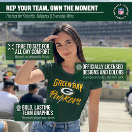 Green Bay Packers NFL Women's Paintbrush Fitted T-Shirt - Green