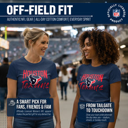Houston Texans NFL Women's Paintbrush Fitted T-Shirt - Navy