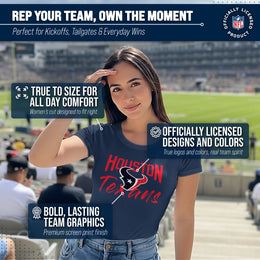 Houston Texans NFL Women's Paintbrush Fitted T-Shirt - Navy