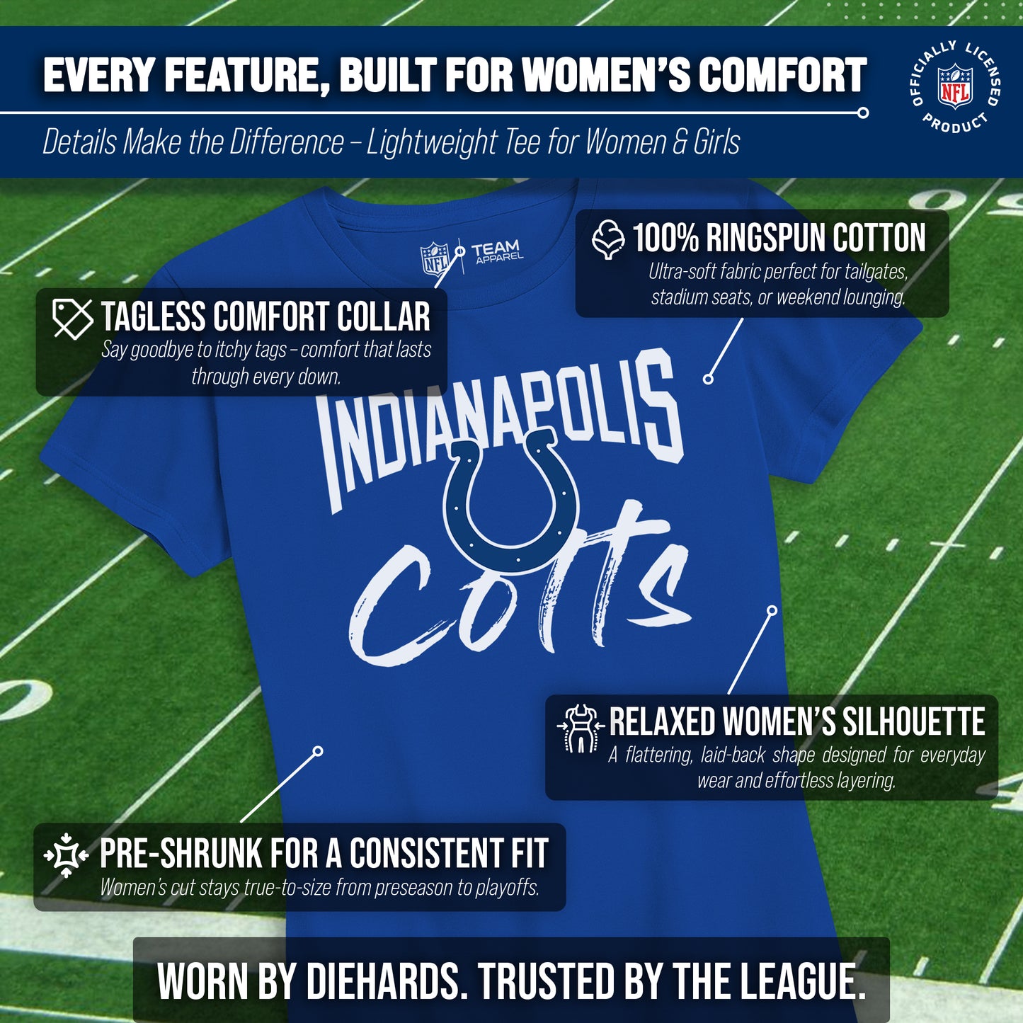 Indianapolis Colts NFL Women's Paintbrush Fitted T-Shirt - Royal