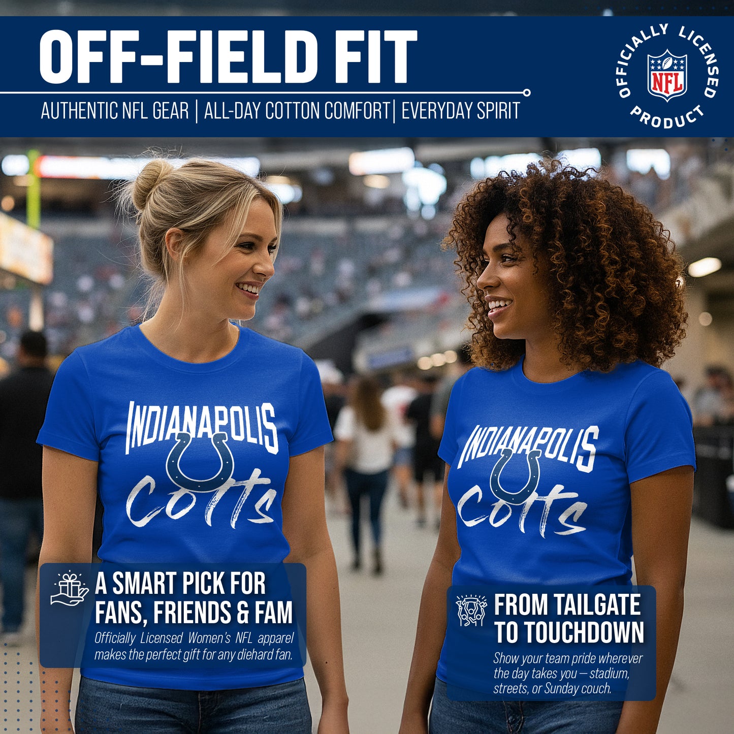 Indianapolis Colts NFL Women's Paintbrush Fitted T-Shirt - Royal