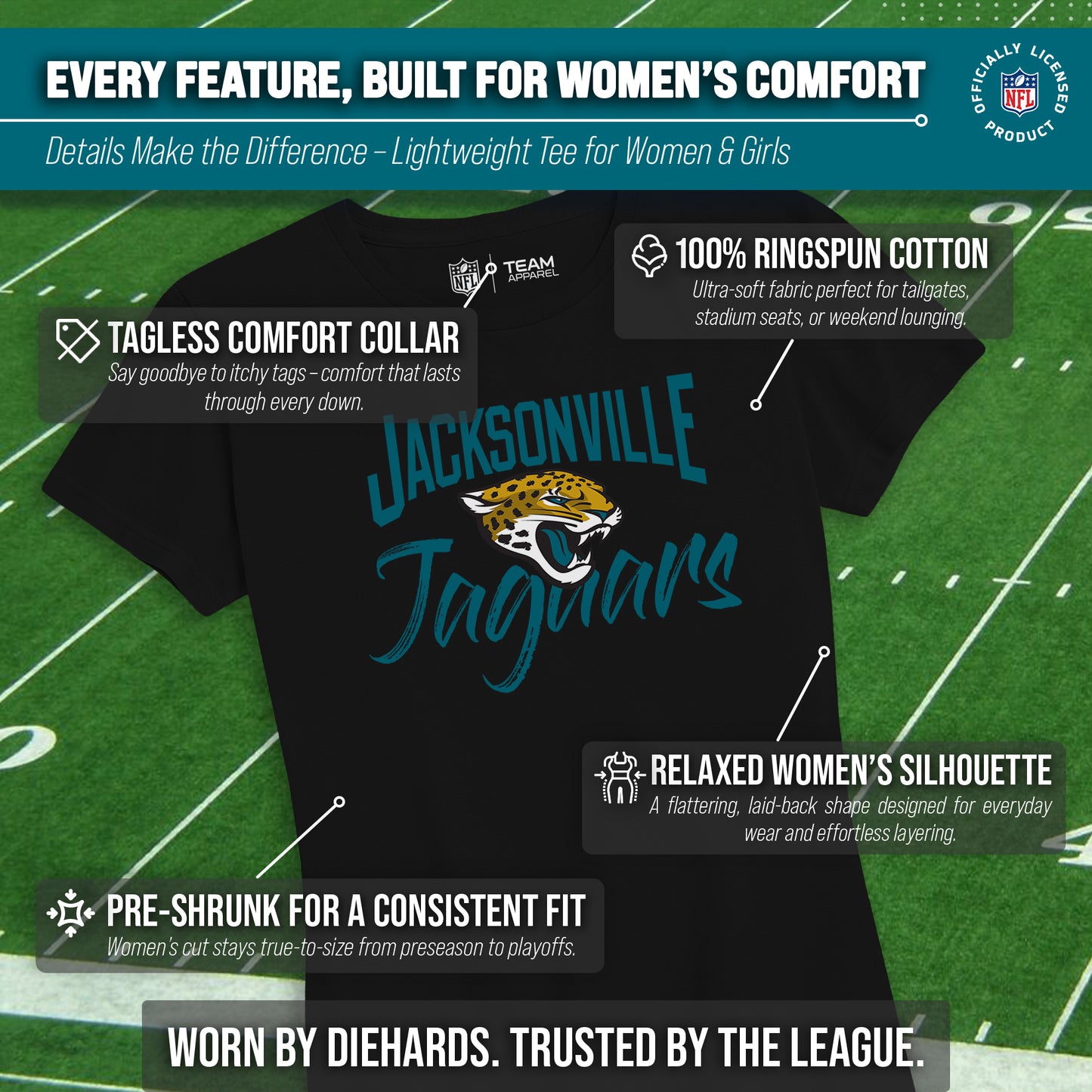 Jacksonville Jaguars NFL Women's Paintbrush Fitted T-Shirt - Black