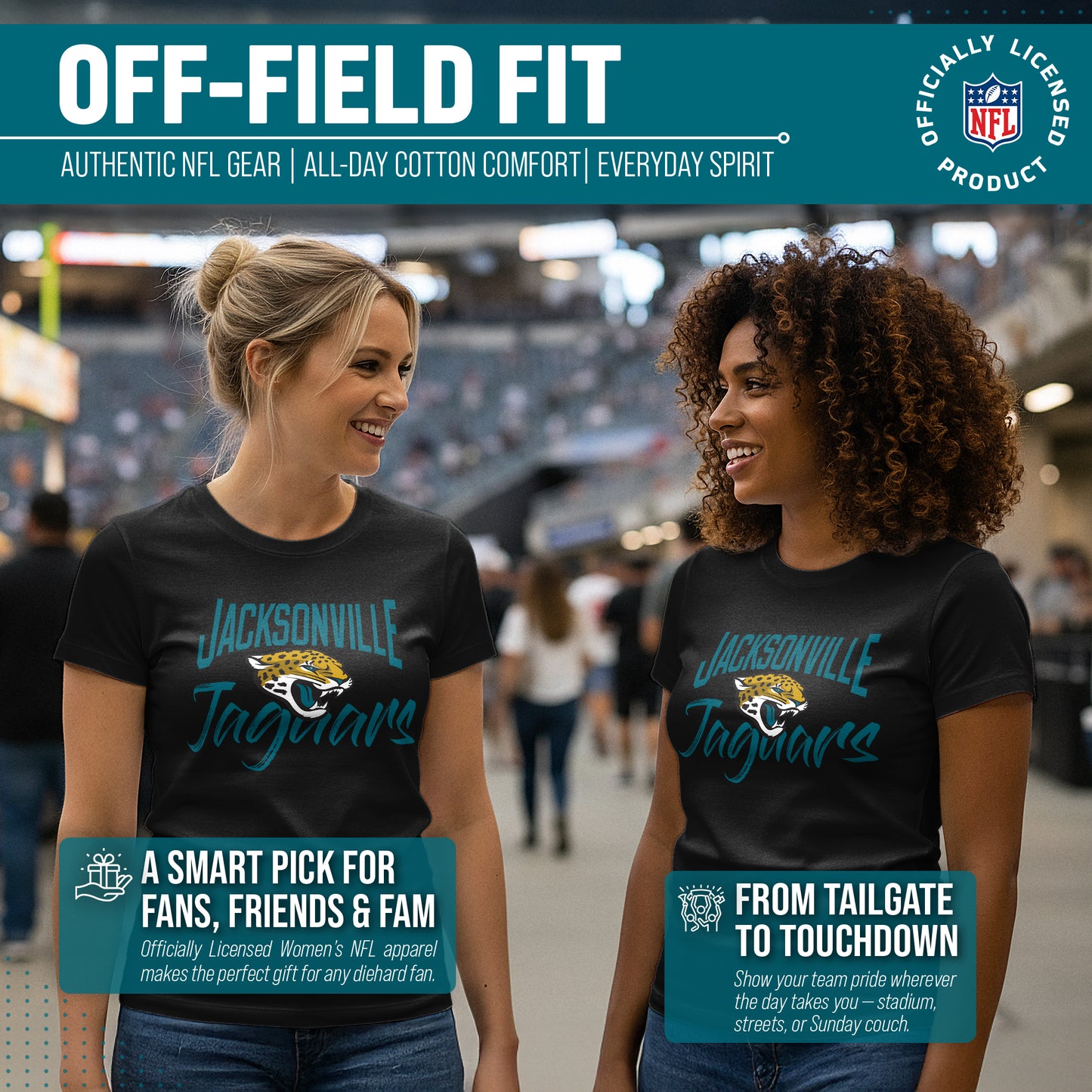 Jacksonville Jaguars NFL Women's Paintbrush Fitted T-Shirt - Black