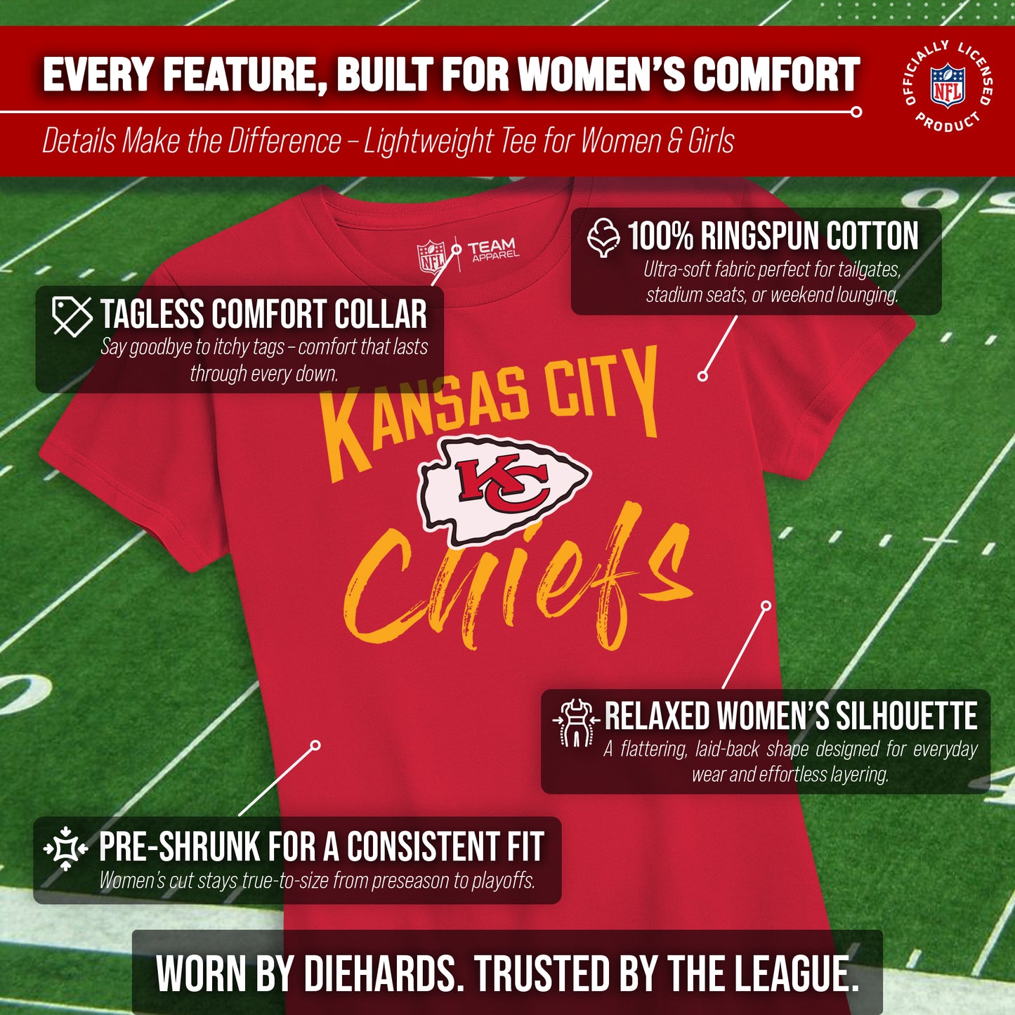 Kansas City Chiefs NFL Women's Paintbrush Fitted T-Shirt - Red