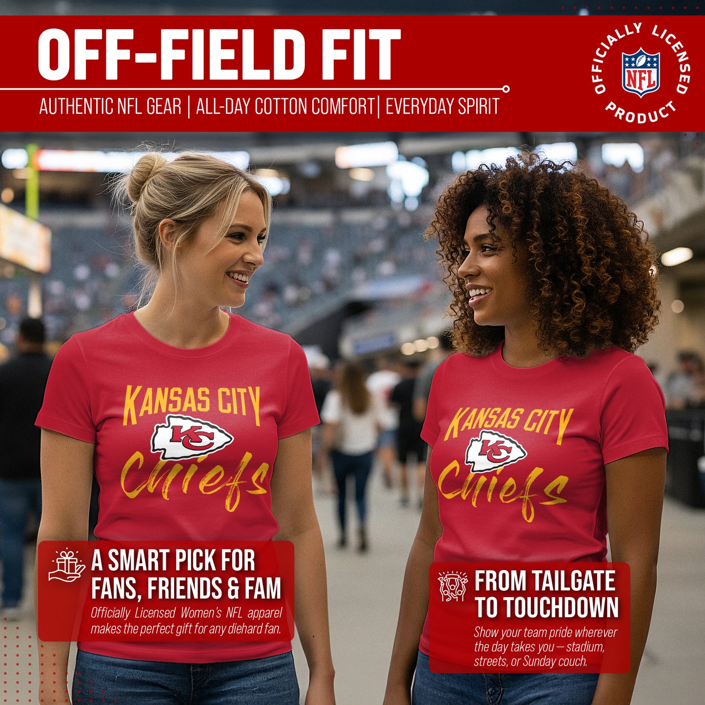 Kansas City Chiefs NFL Women's Paintbrush Fitted T-Shirt - Red