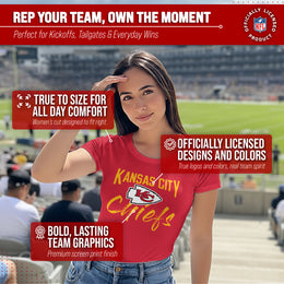 Kansas City Chiefs NFL Women's Paintbrush Fitted T-Shirt - Red