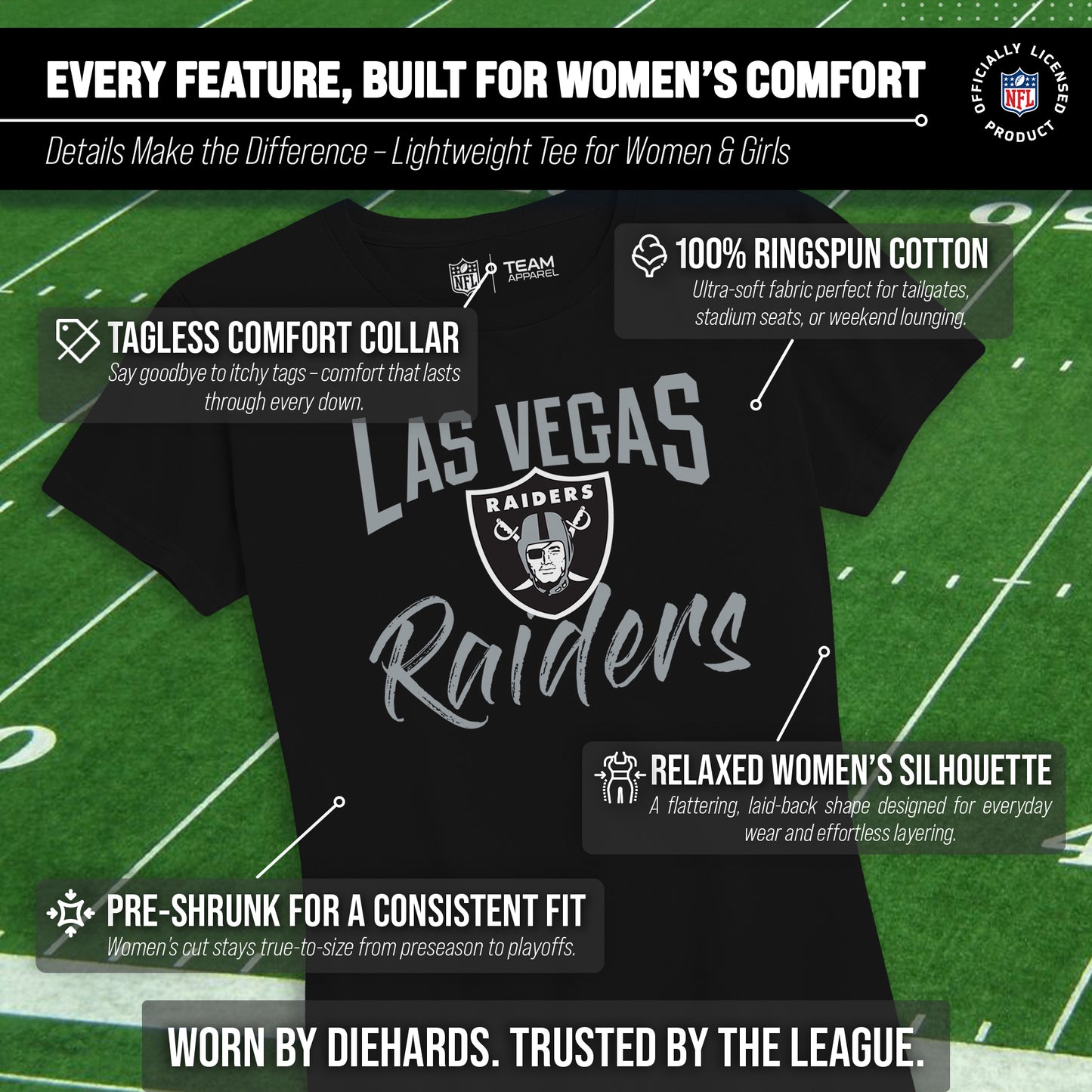 Las Vegas Raiders NFL Women's Paintbrush Fitted T-Shirt - Black