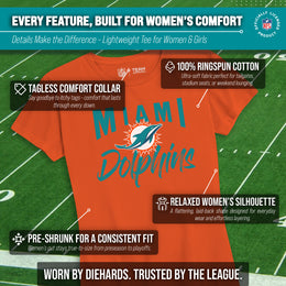 Miami Dolphins NFL Women's Paintbrush Fitted T-Shirt - Orange
