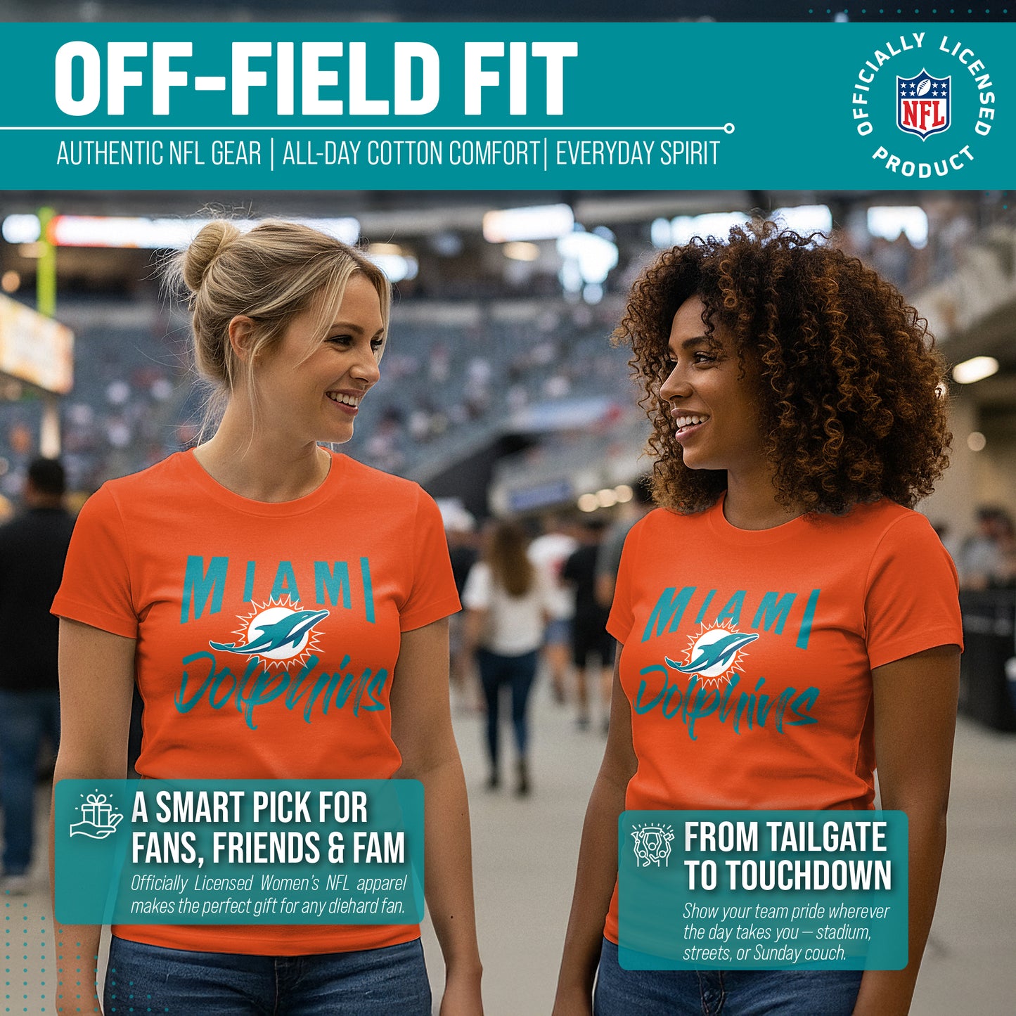 Miami Dolphins NFL Women's Paintbrush Fitted T-Shirt - Orange