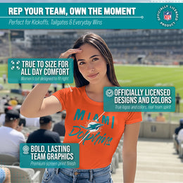 Miami Dolphins NFL Women's Paintbrush Fitted T-Shirt - Orange