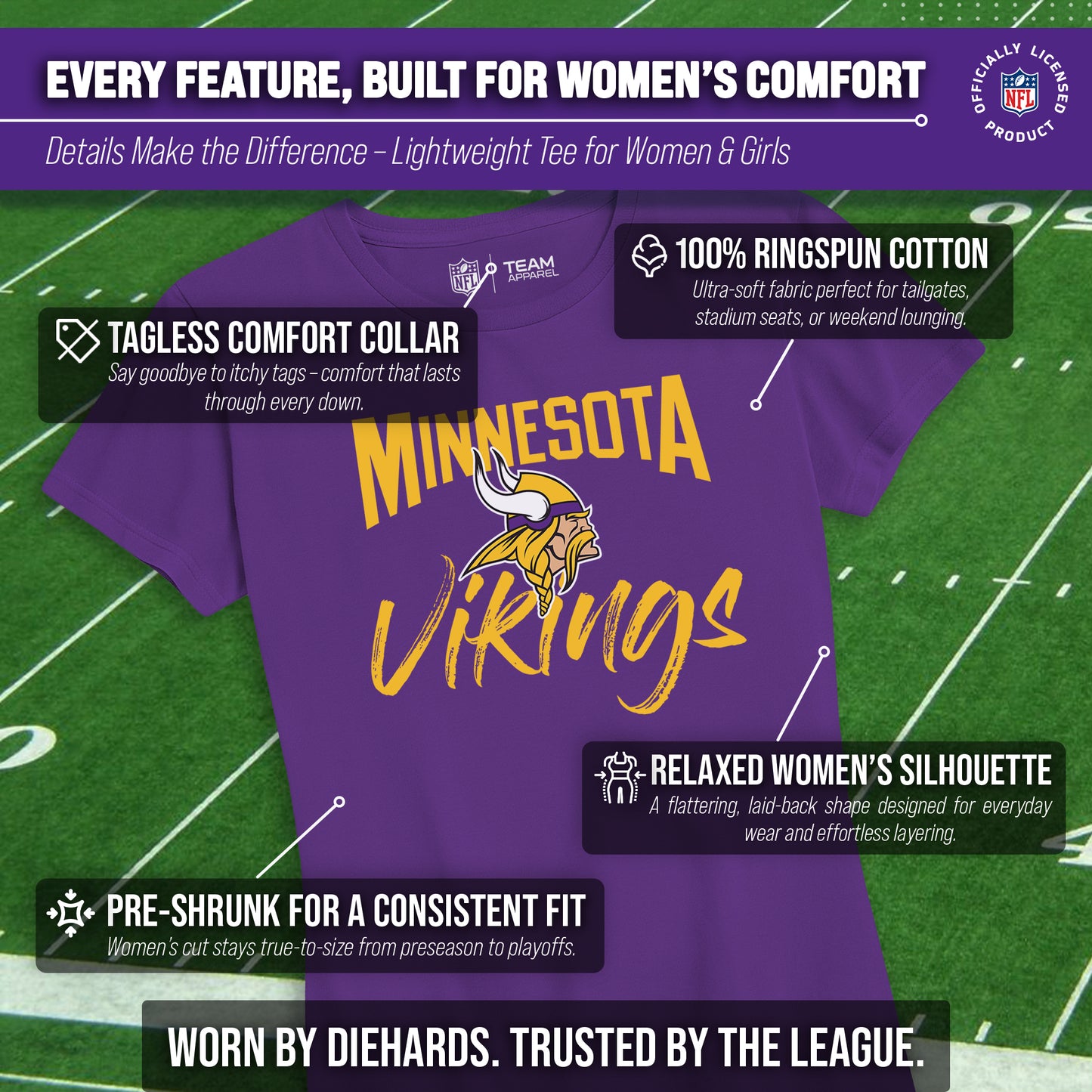 Minnesota Vikings NFL Women's Paintbrush Fitted T-Shirt - Purple