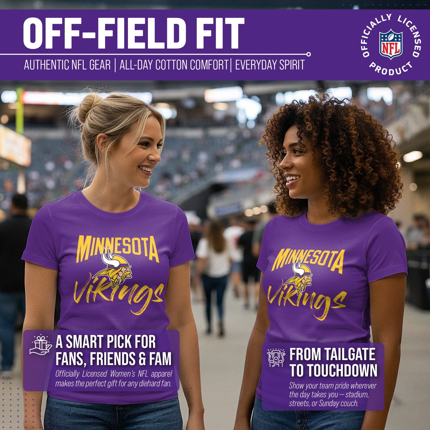 Minnesota Vikings NFL Women's Paintbrush Fitted T-Shirt - Purple