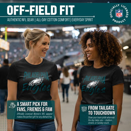Philadelphia Eagles NFL Women's Paintbrush Fitted T-Shirt - Black