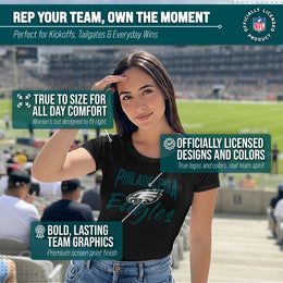 Philadelphia Eagles NFL Women's Paintbrush Fitted T-Shirt - Black