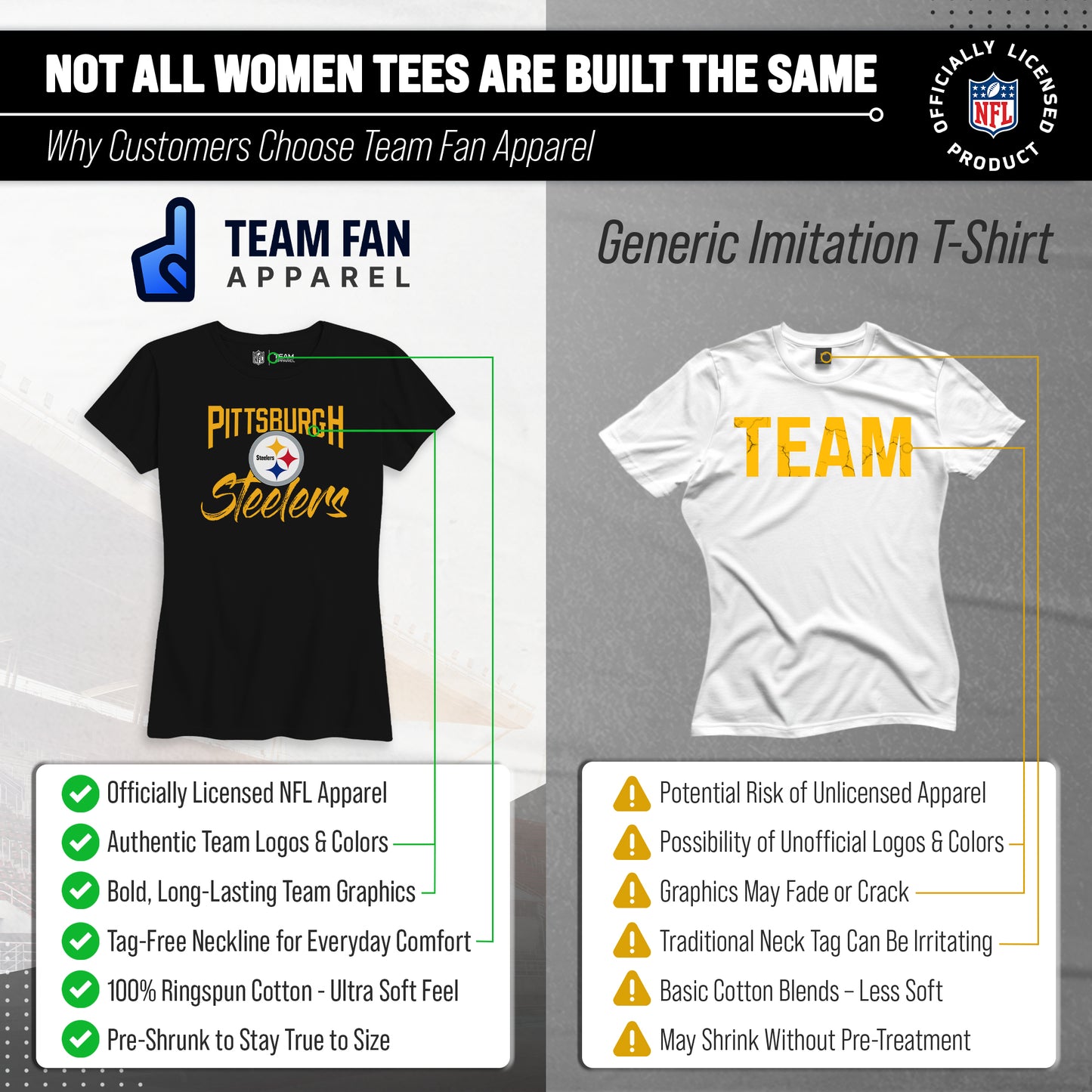 Pittsburgh Steelers NFL Women's Paintbrush Fitted T-Shirt - Black