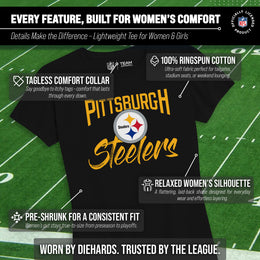 Pittsburgh Steelers NFL Women's Paintbrush Fitted T-Shirt - Black