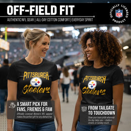 Pittsburgh Steelers NFL Women's Paintbrush Fitted T-Shirt - Black