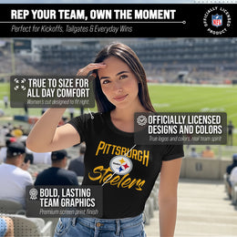 Pittsburgh Steelers NFL Women's Paintbrush Fitted T-Shirt - Black
