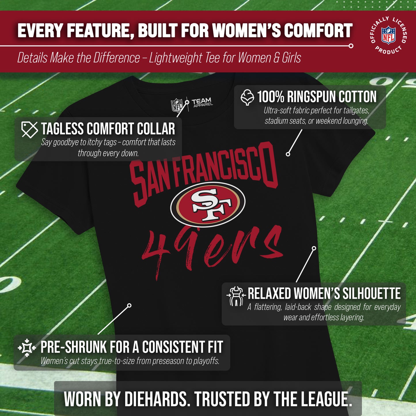 San Francisco 49ers NFL Women's Paintbrush Fitted T-Shirt - Black