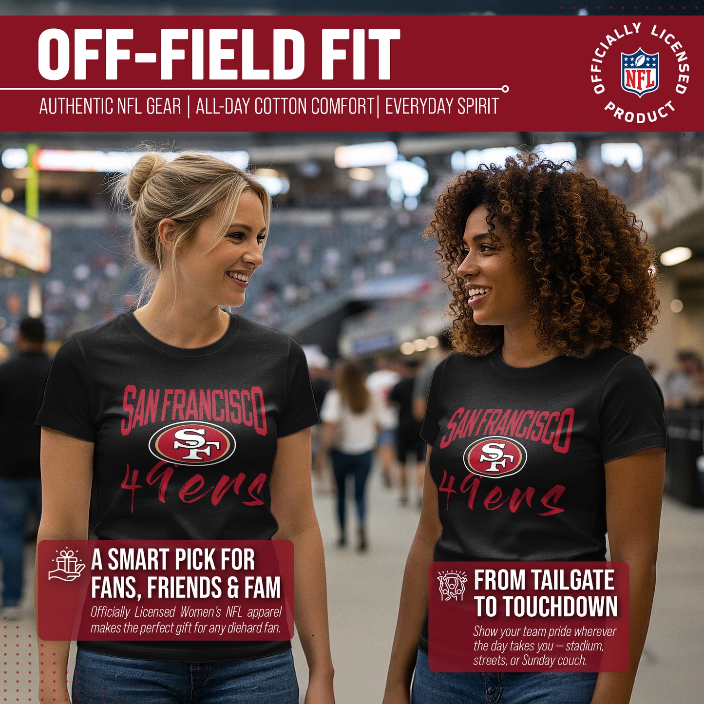 San Francisco 49ers NFL Women's Paintbrush Fitted T-Shirt - Black