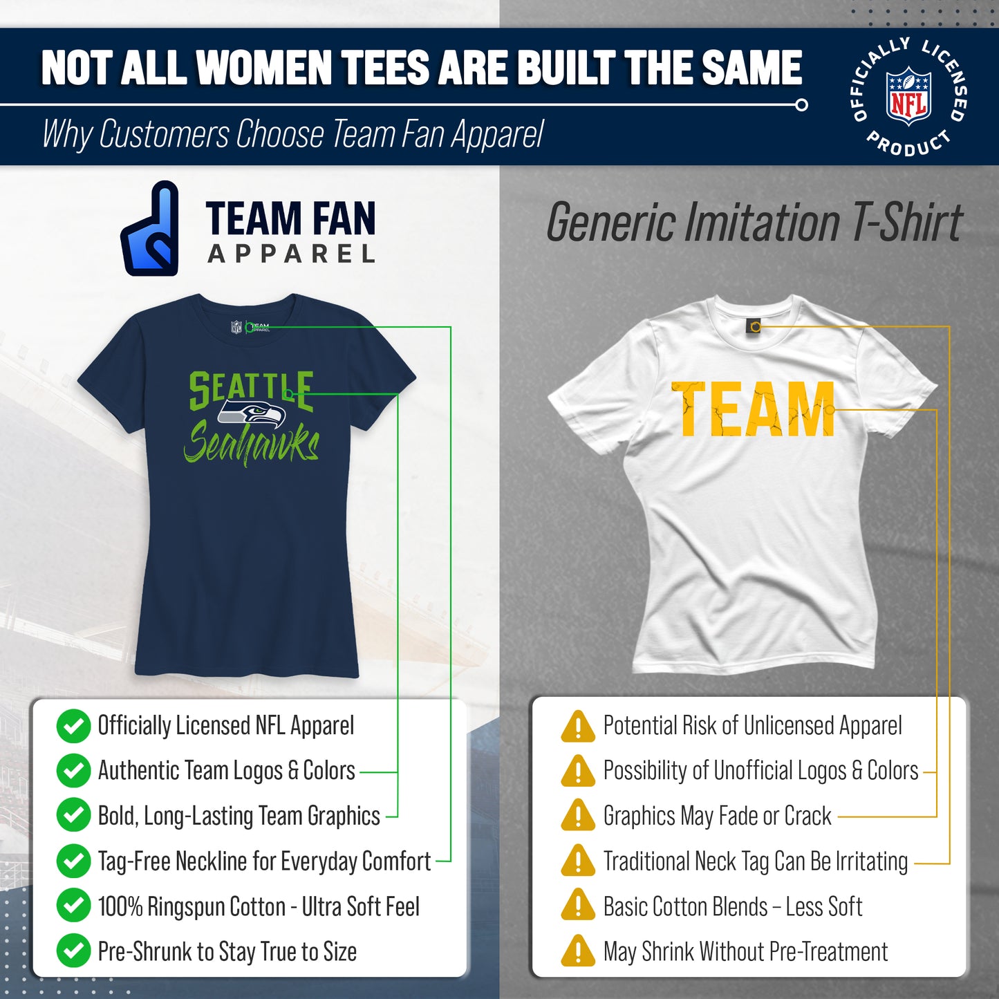 Seattle Seahawks NFL Women's Paintbrush Fitted T-Shirt - Navy