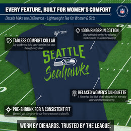 Seattle Seahawks NFL Women's Paintbrush Fitted T-Shirt - Navy