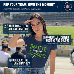 Seattle Seahawks NFL Women's Paintbrush Fitted T-Shirt - Navy