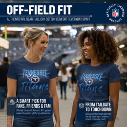 Tennessee Titans NFL Women's Paintbrush Fitted T-Shirt - Navy