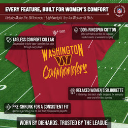 Washington Commanders NFL Women's Paintbrush Fitted T-Shirt - Maroon
