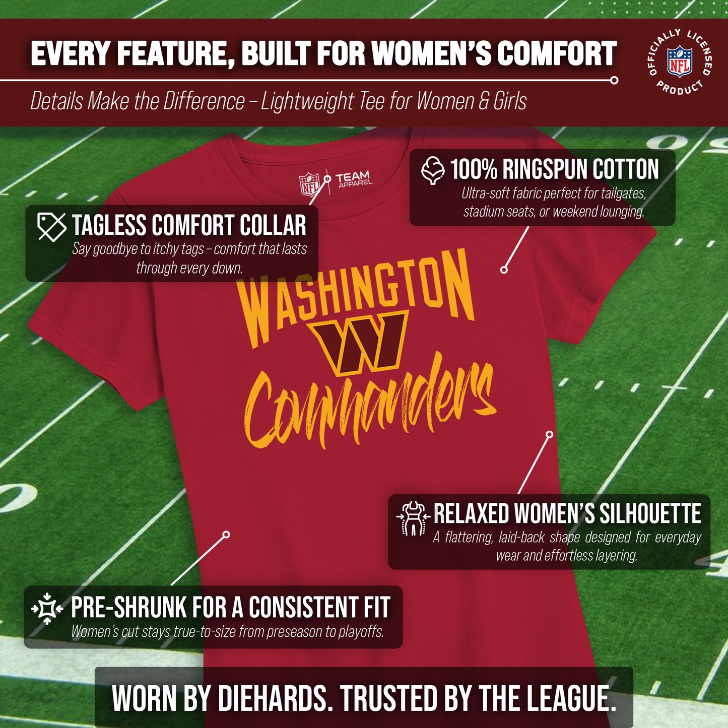 Washington Commanders NFL Women's Paintbrush Fitted T-Shirt - Maroon