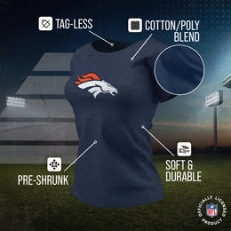 Denver Broncos NFL Womens Heather Logo Relaxed Fit T-Shirt - Navy