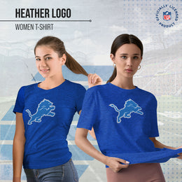 Detroit Lions NFL Womens Heather Logo Relaxed Fit T-Shirt - Royal