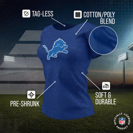 Detroit Lions NFL Womens Heather Logo Relaxed Fit T-Shirt - Royal