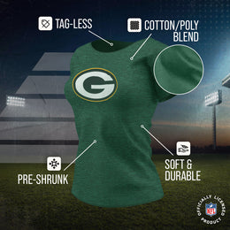 Green Bay Packers NFL Womens Heather Logo Relaxed Fit T-Shirt - Green