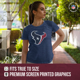 Houston Texans NFL Womens Heather Logo Relaxed Fit T-Shirt - Navy
