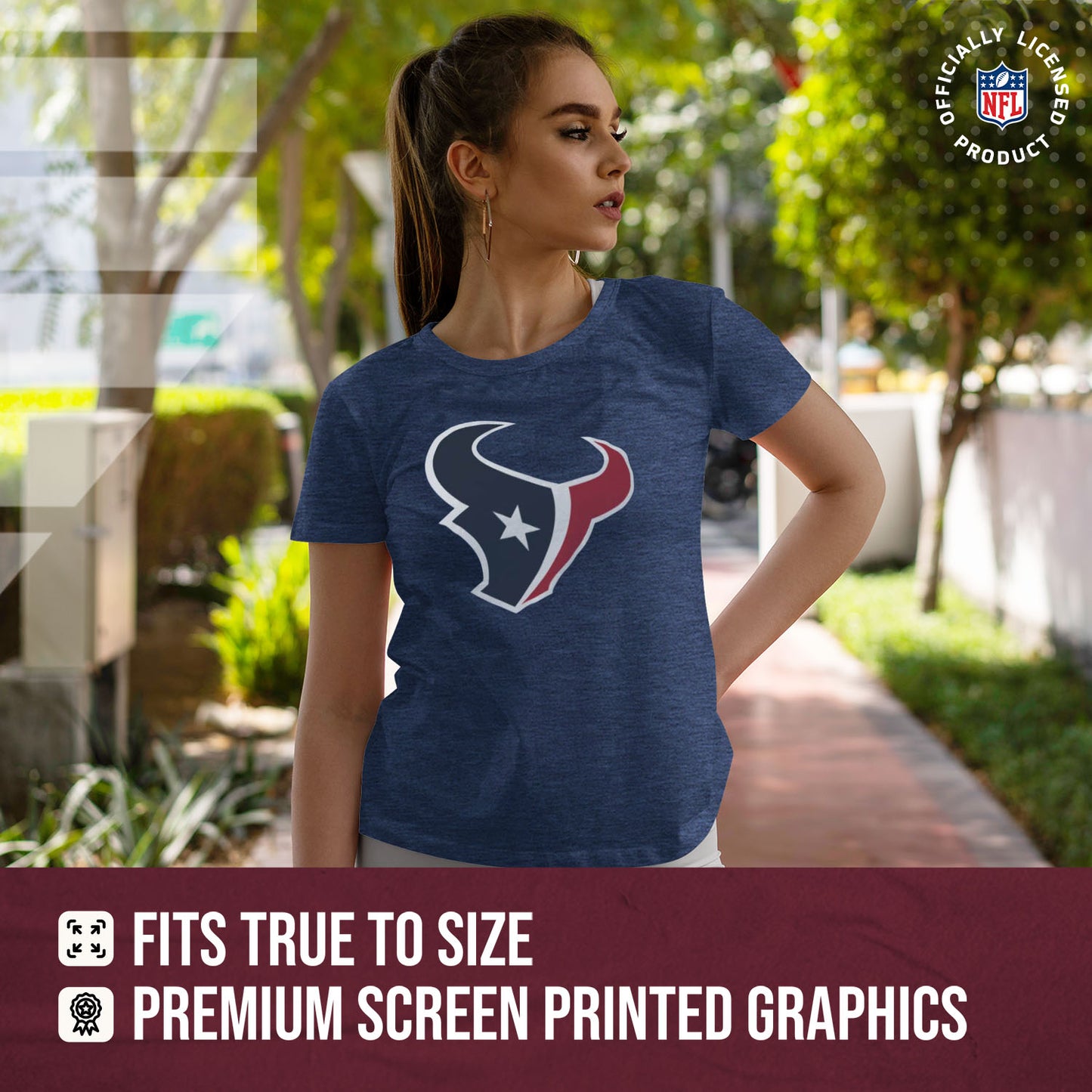 Houston Texans NFL Womens Heather Logo Relaxed Fit T-Shirt - Navy