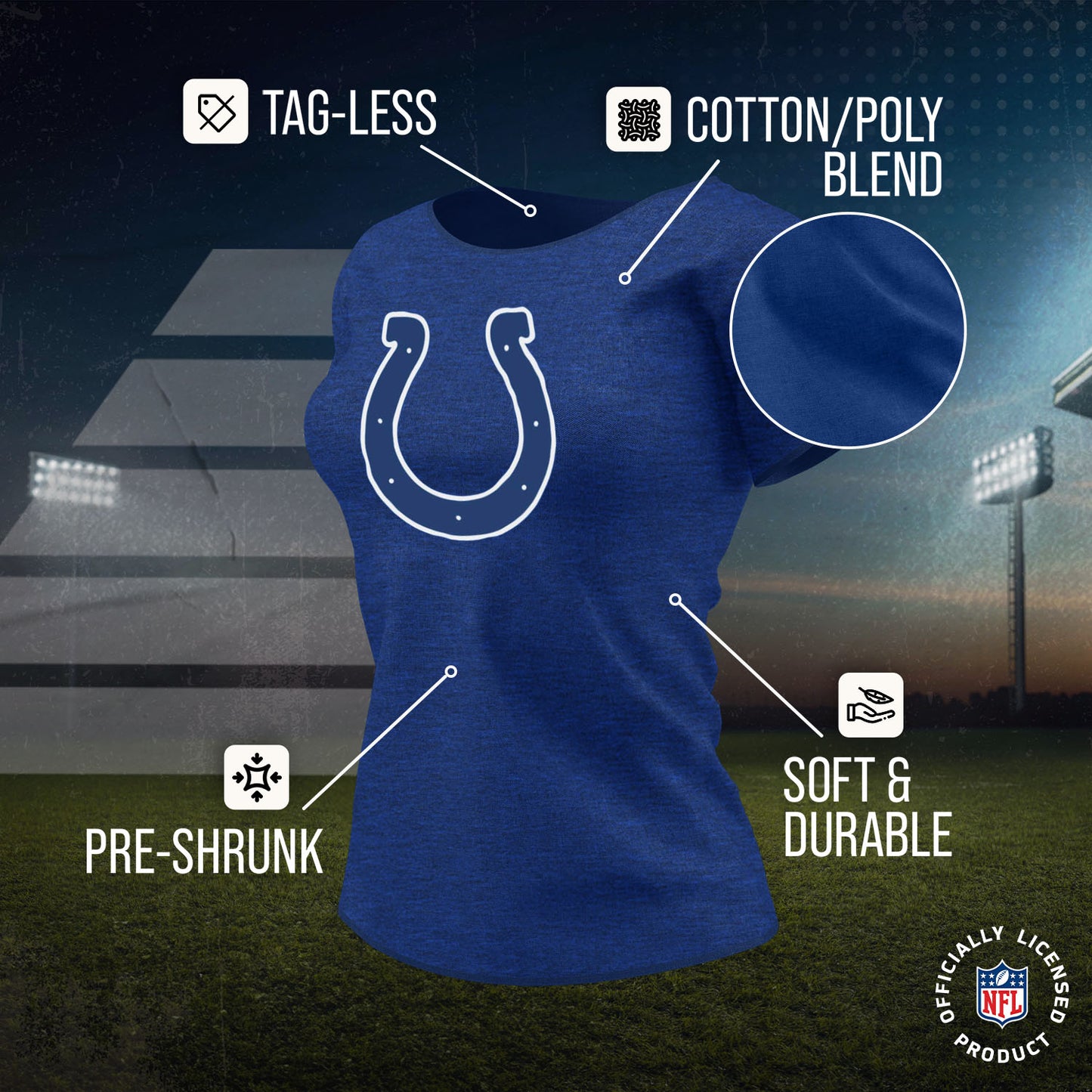 Indianapolis Colts NFL Womens Heather Logo Relaxed Fit T-Shirt - Royal
