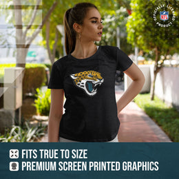 Jacksonville Jaguars NFL Womens Heather Logo Relaxed Fit T-Shirt - Black