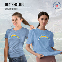 Los Angeles Chargers NFL Womens Heather Logo Relaxed Fit T-Shirt - Light Blue
